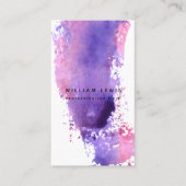 パープルウォーター色ミニマルQRコードソーシャルメディア 名刺 (正面)