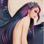 パープルウォーター色ムーンマーメイドバックパック ラゲッジタグ