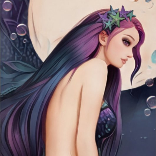 パープルウォーター色ムーンマーメイドバックパック ラゲッジタグ