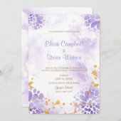 パープルウォーター色結婚式招待状カード 招待状 (正面/裏面)