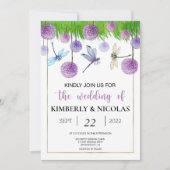 パープルウォーター色結婚式招待状 (正面)