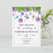 パープルウォーター色結婚式招待状 (スタンド正面)