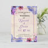 パープルウォーター色結婚式招待状 招待状 (スタンド正面)