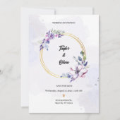 パープルウォーター色結婚式招待状 招待状 (正面)