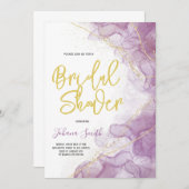 パープルウォーター色金ゴールドダストブライダルシャワー 招待状 (正面/裏面)