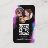 パープルウォーター色金ゴールドフェミニンソーシャルメディアブラック 名刺 (裏面)