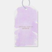 パープルウォーター色金ゴールドブライダルシャワーメッセージカード ギフトタグ (裏面)