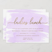 パープルウォーター色金ゴールドレディースランチ 招待状 (正面/裏面)