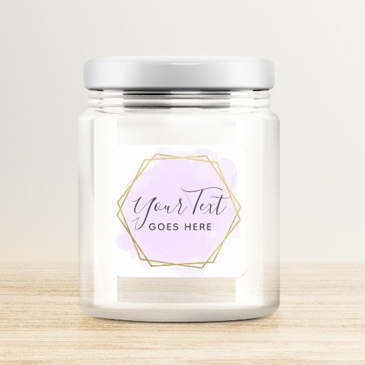 パープルウォーター色&モダン金ゴールドジオメトリックシック スクエアシール