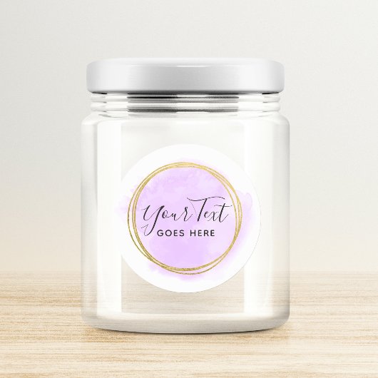 パープルウォーター色&モダン金ゴールドジオメトリックシック ラウンドシール