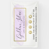 パープルウォーター色&モダン金ゴールドジオメトリックシック 横断幕 (縦)