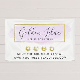 パープルウォーター色&モダン金ゴールドジオメトリックシック 横断幕