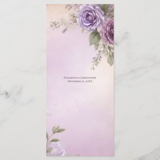 パープルウォーター花模様結婚ズブライダルシャワー メニュー (裏面)