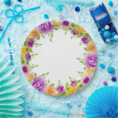 パープルウォーター開花結婚フローラ ペーパープレート (パーティー)