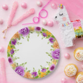 パープルウォーター開花結婚フローラ ペーパープレート (パーティー)