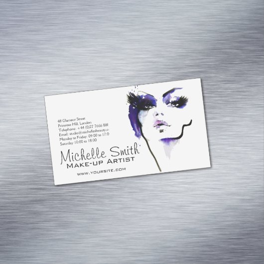 パープルウォーター顔メイクアップアーティストブランディング マグネット名刺 (インサイチュ)
