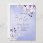 パープルウォー素朴タカラーフローラブライダルルンチョン 招待状 (正面)