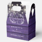 パープルウッドストリングライトフローラ結婚ズ フェイバーボックス (オープン)