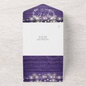 パープルウッドストリングライトQRコードフローラ結婚ズ オールインワン招待状 (外側)
