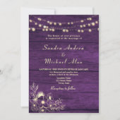 パープルウッドストリングラ結婚イト 招待状 (正面)