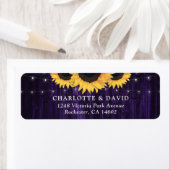 パープルウッドヒマワリの結婚式の返信住所 ラベル (インサイチュ)