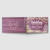 パープルウッドベビーズブレスライト&レース結婚ズ ゲストブック (全面)