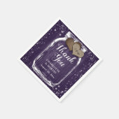 パープルウッドメイソンジャール2ハートサンキュー結婚ズ スタンダードカクテルナプキン (角)