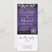 パープルウッドメイソンジャー ライト オールインワン ウェディング 招待状 (正面)