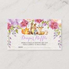 パープルウッドランドフローラベビーおむつラッフル エンクロージャーカード