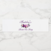 パープルウルトラバイオレットフローラブライダルシャワーティーパーティー ペットボトルラベル (シングルラベル)