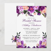 パープルウルトラバイオレットフローラブライダルシャワー招待状 招待状 (正面/裏面)