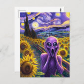 パープルエイリアン悲鳴ひまわりフェイクバンゴッホ ポストカード (正面/裏面)