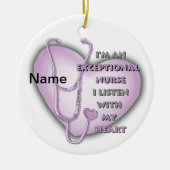 パープルエクセレクションナースカスタムナースオーナメント セラミックオーナメント (正面)