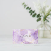 パープルエステティック大理石グリッター名刺 名刺 (スタンド正面)