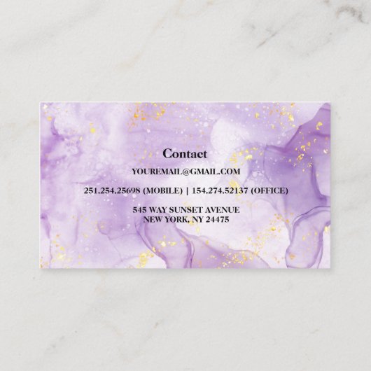 パープルエステティック大理石グリッター名刺 名刺 (裏面)