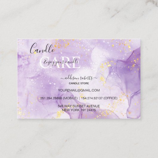 パープルエステティック気にキャンドルスクエア名刺 名刺 (裏面)