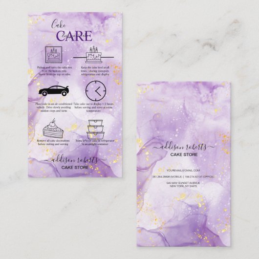 パープルエステティック気にケーキ名刺 名刺 (正面/裏面)
