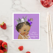 パープルエスニックプリンセスベビーシャワーパーソナライズされた スタンダードカクテルナプキン (インサイチュ)