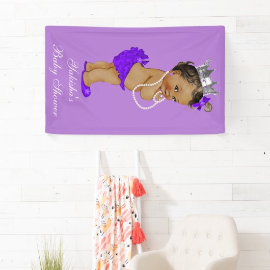 パープルエスニック小さなプリンセス赤ちゃんシャワー 横断幕 (インサイチュ)