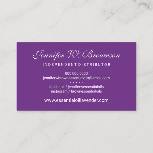 パープルエッセンシャル油ラベンダーの花 名刺 (裏面)