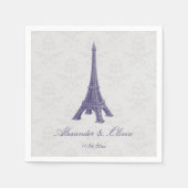 パープルエッフェルタワーダマスクブライダルシャワーナプキンス スタンダードカクテルナプキン (正面)