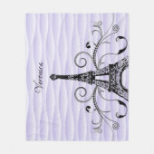 パープルエッフェルタワーフローリッシュフリースブランケット フリースブランケット (正面)