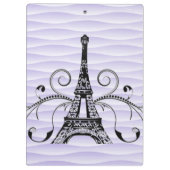 パープルエッフェルタワー花盛りクリップボード クリップボード (裏面)