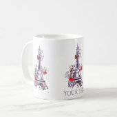 パープルエッフェルタワー蝶マグ コーヒーマグカップ (正面左)