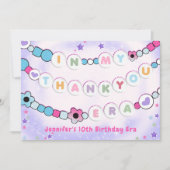 パープルエラスバースデーパーティー友情ブレスレット サンキューカード (正面)