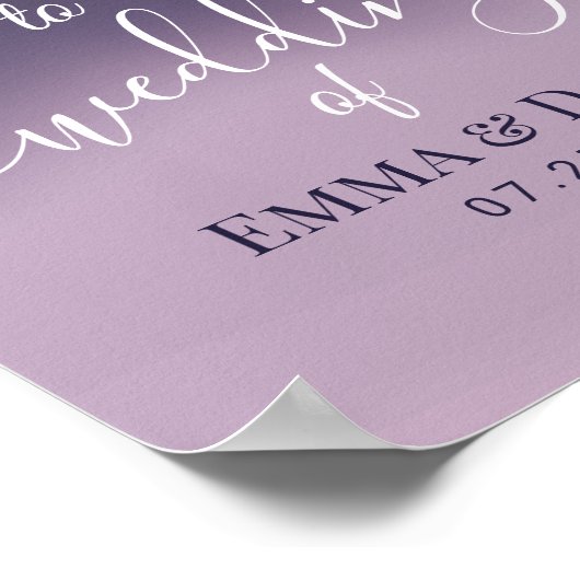 パープルエレガグラデーションントウェディングウェルカムポスター ポスター (角)