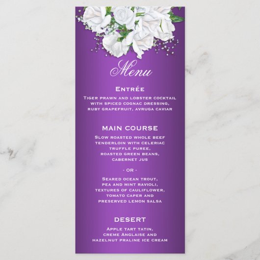 パープルエレガンスアンドホワイトブライダルブーケ結婚ス メニュー (正面)