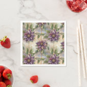 パープルエレガンスルクスポインセチア&ホリークリスマス スタンダードカクテルナプキン (インサイチュ)