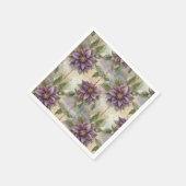 パープルエレガンスルクスポインセチア&ホリークリスマス スタンダードカクテルナプキン (角)