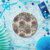 パープルエレガンスルクスポインセチア&ホリークリスマス ペーパープレート (パーティー)